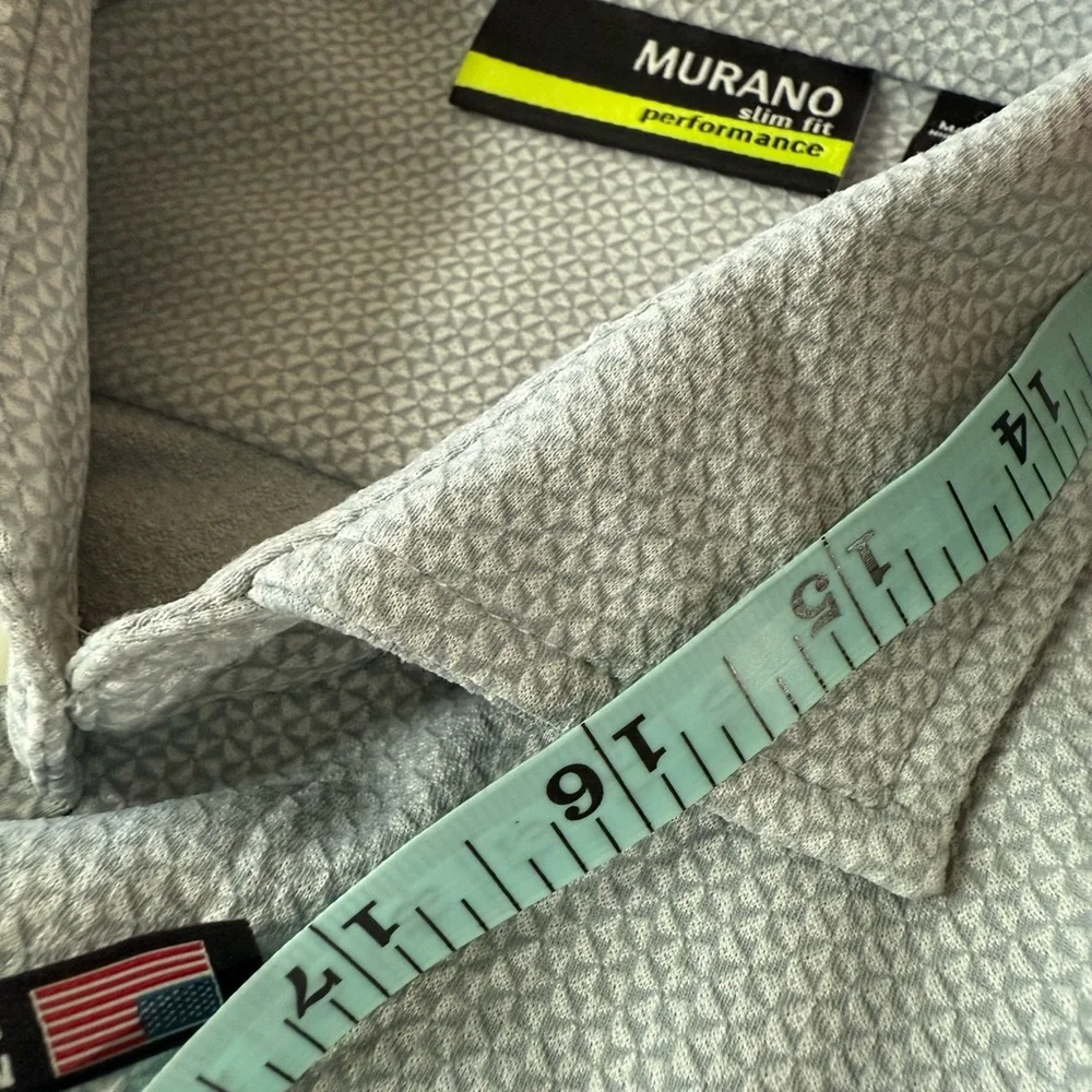 Murano Slim Fit Performance Light Gray Casual Button Down Shirt Size L - Picture 5 of 8
